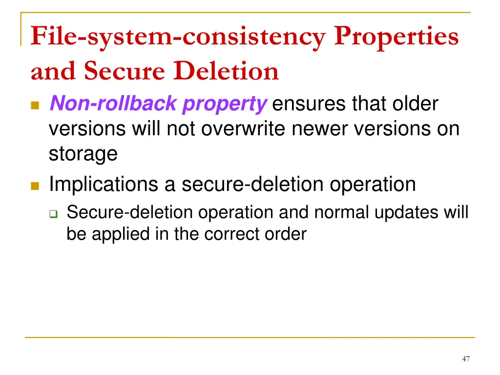 file system consistency properties and secure 2