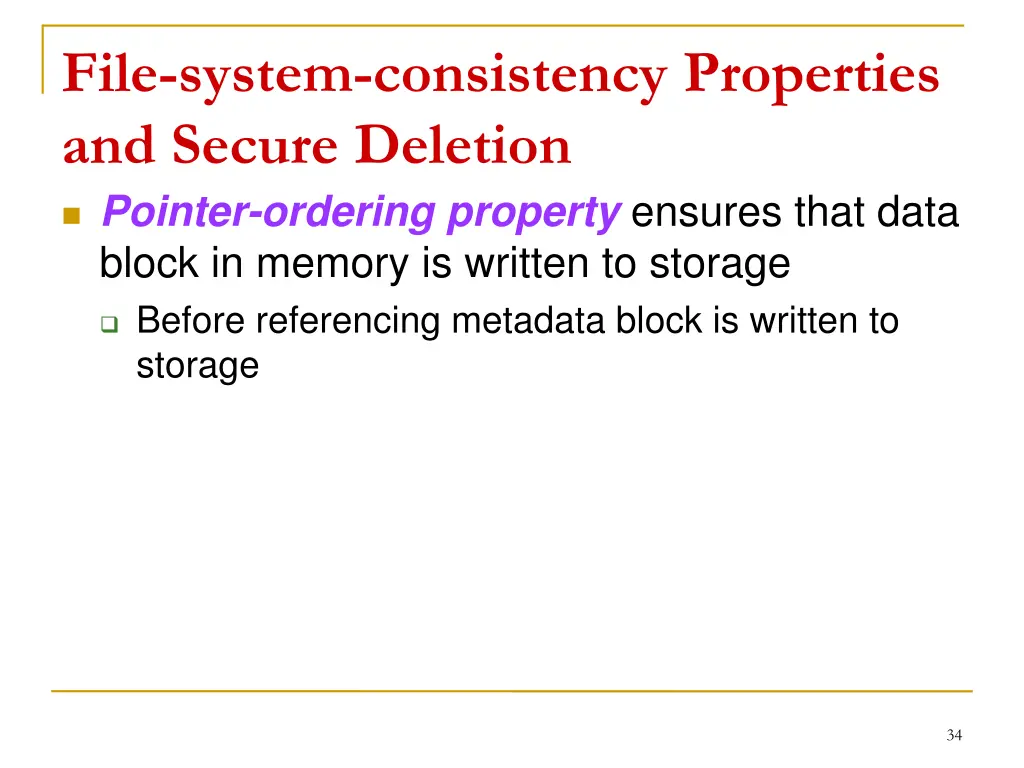 file system consistency properties and secure