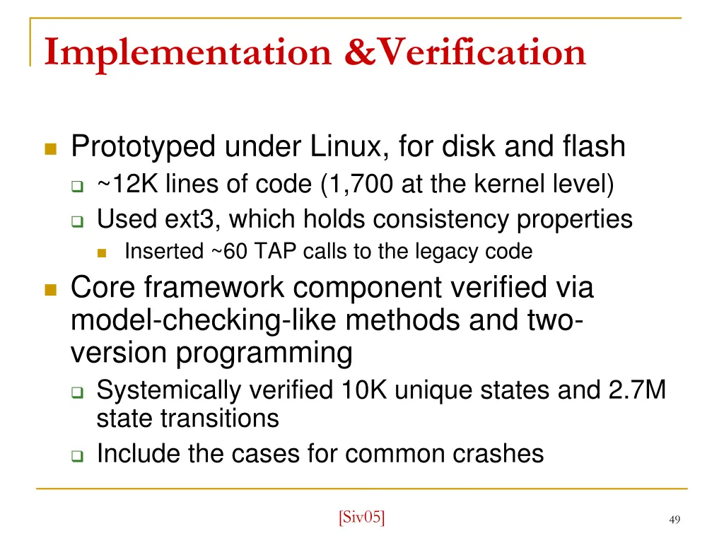 implementation verification