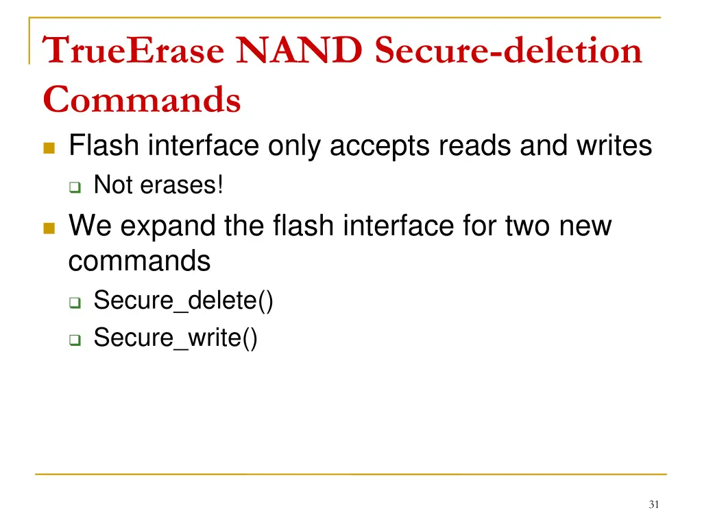 trueerase nand secure deletion commands flash