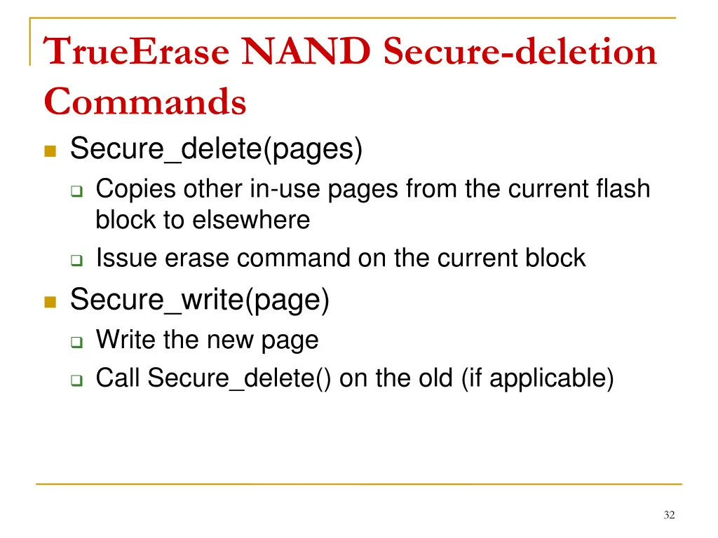 trueerase nand secure deletion commands secure