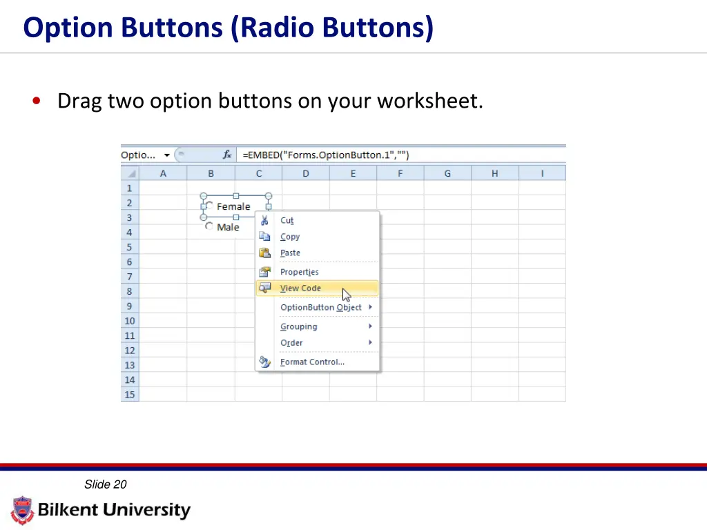 option buttons radio buttons 1