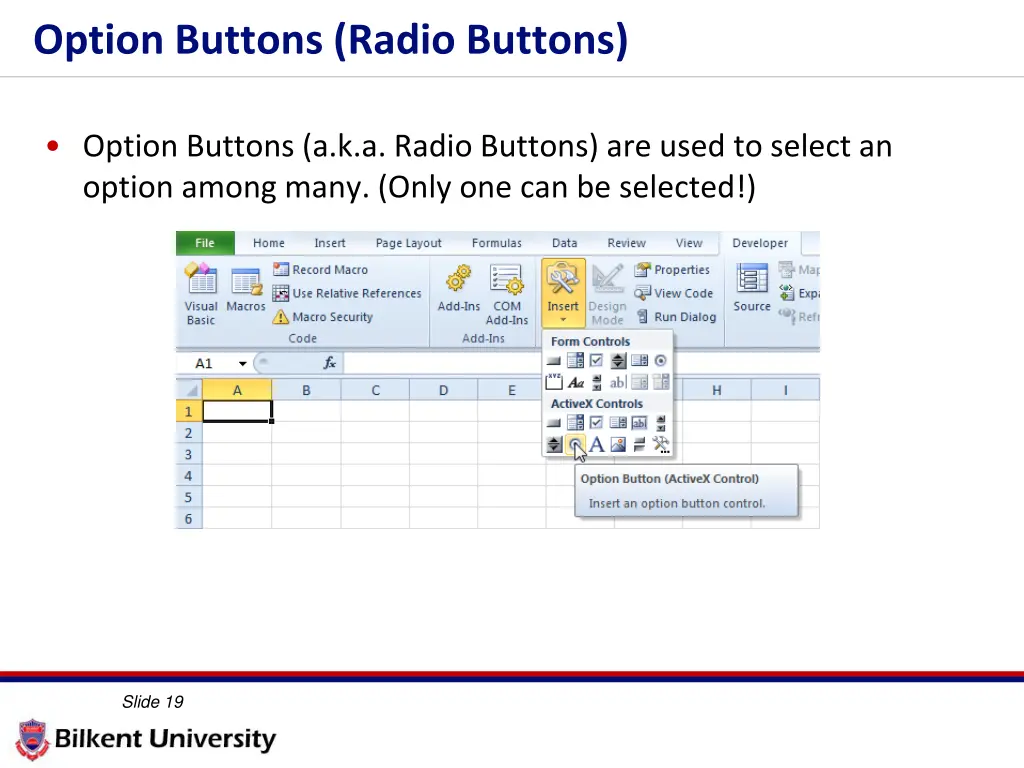 option buttons radio buttons