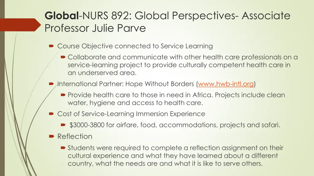 global nurs 892 global perspectives associate