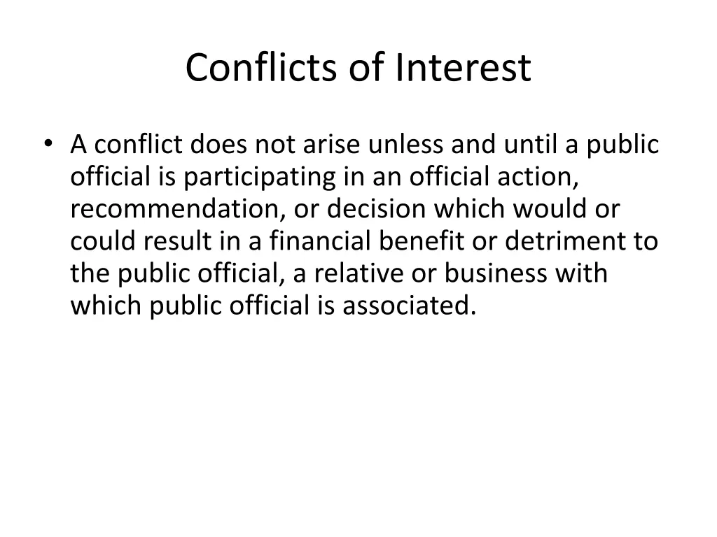 conflicts of interest 1