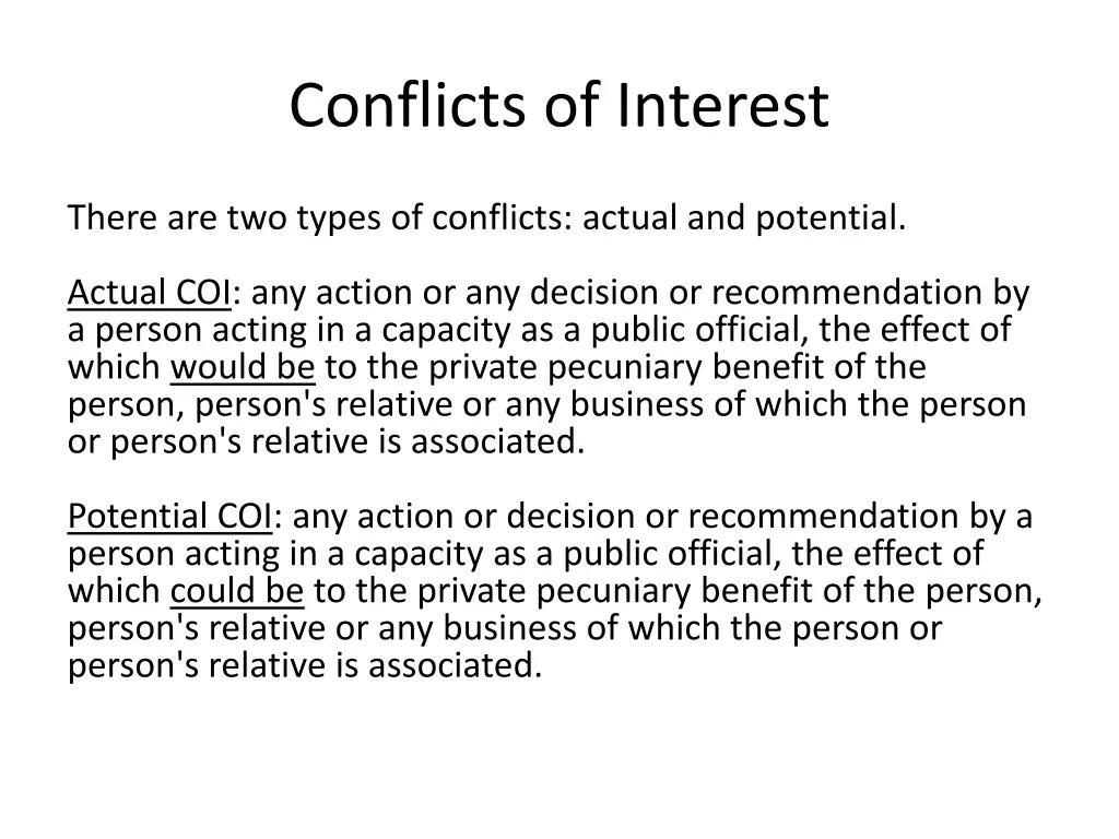 conflicts of interest