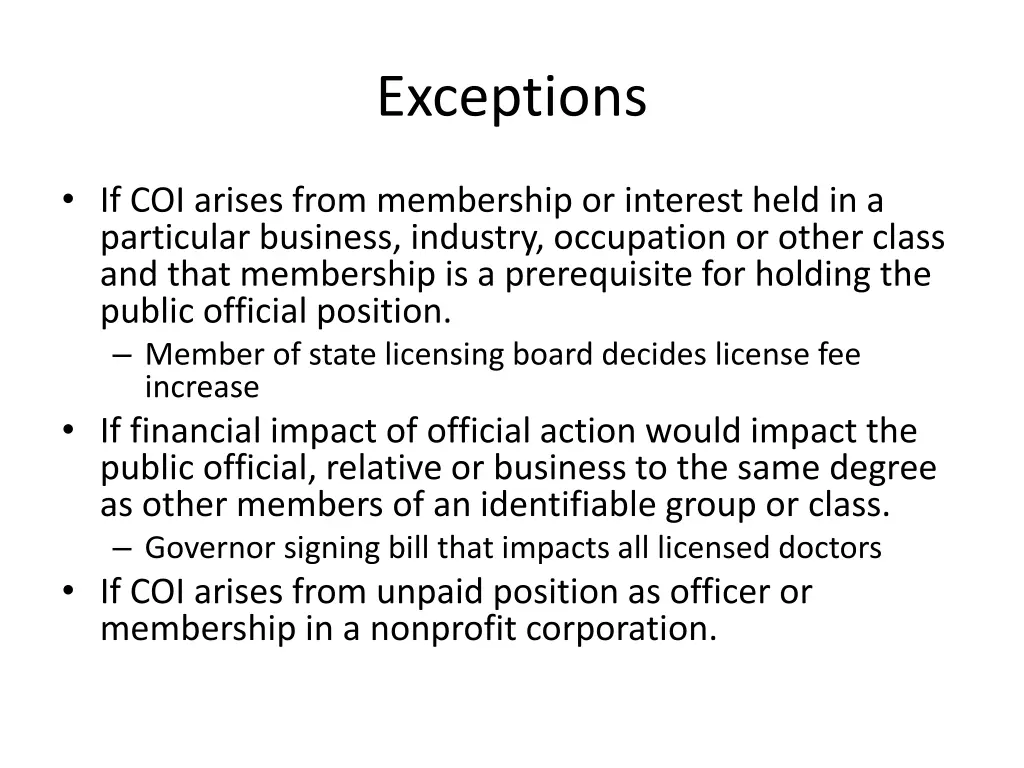 exceptions