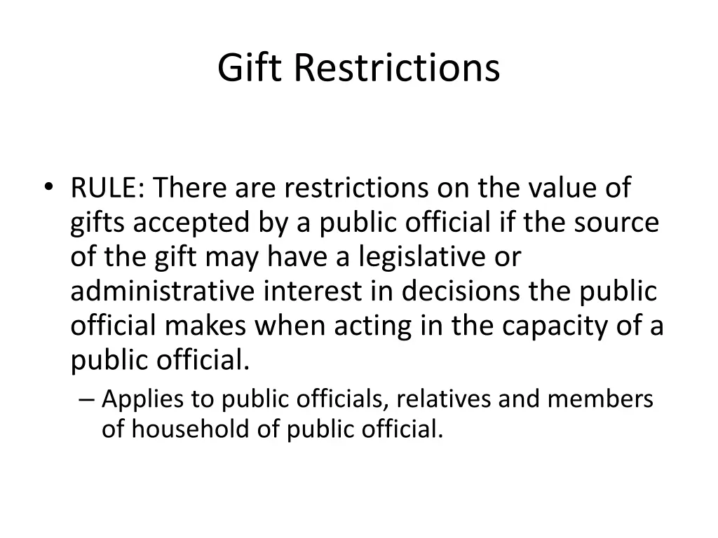 gift restrictions