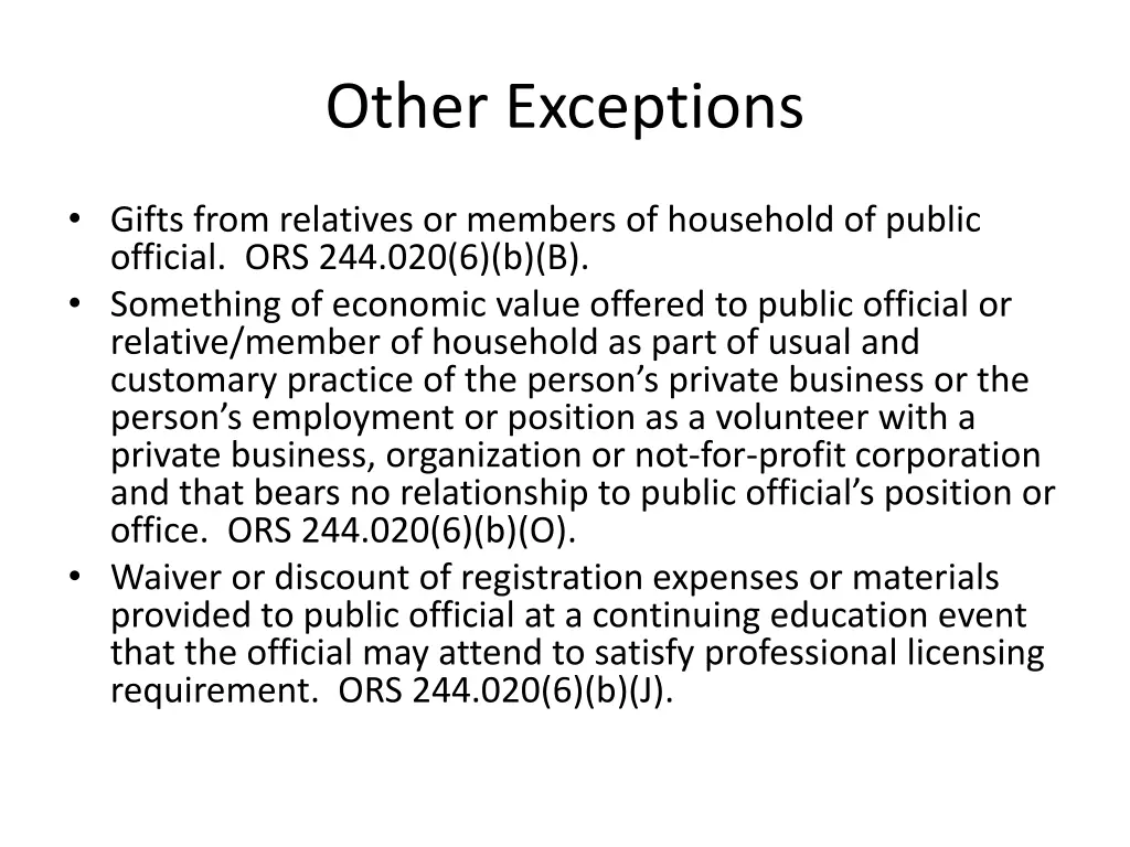 other exceptions