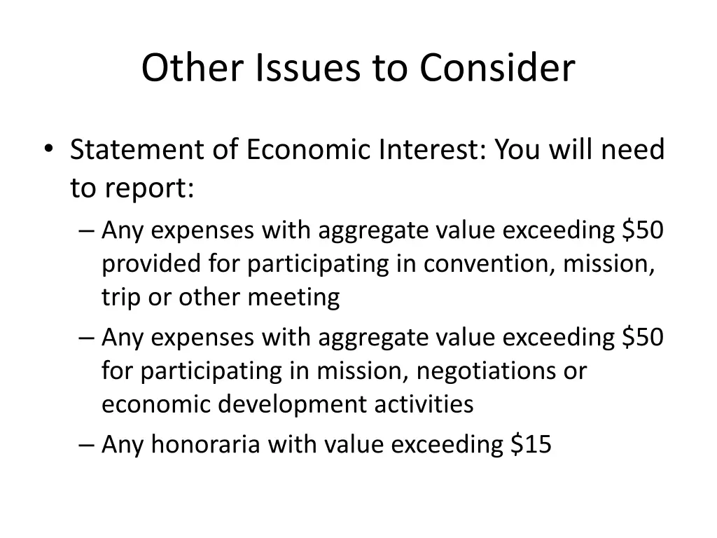 other issues to consider 1