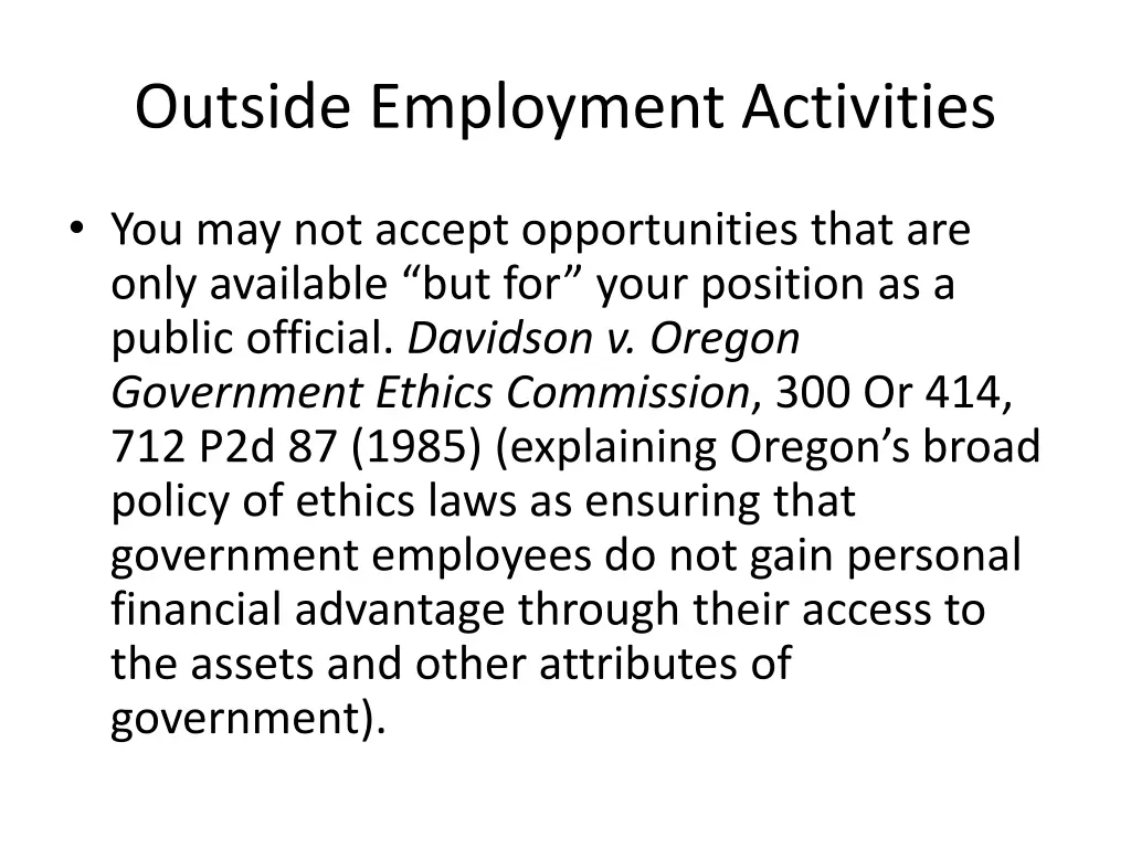 outside employment activities 1