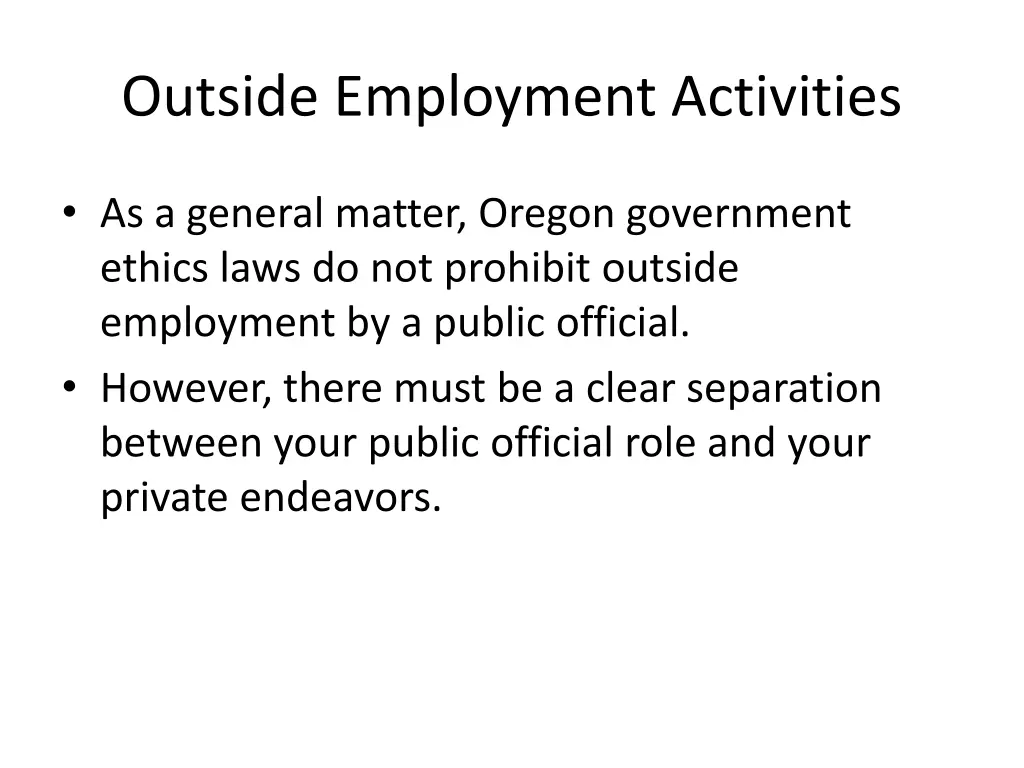 outside employment activities