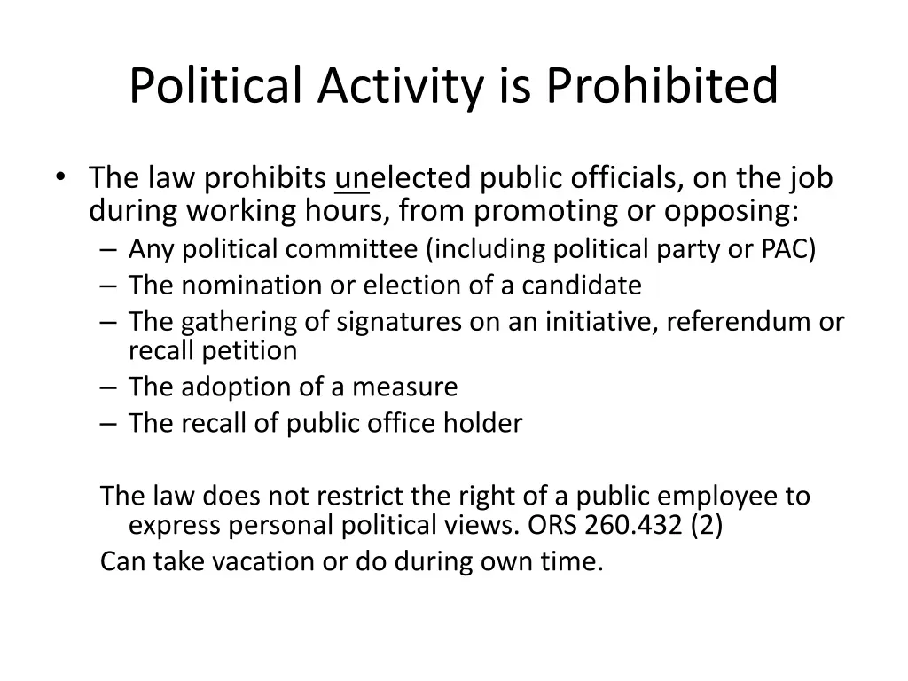 political activity is prohibited