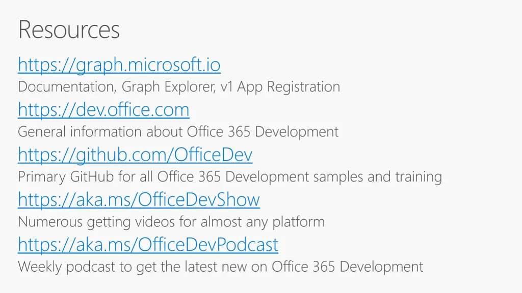 resources https graph microsoft io documentation