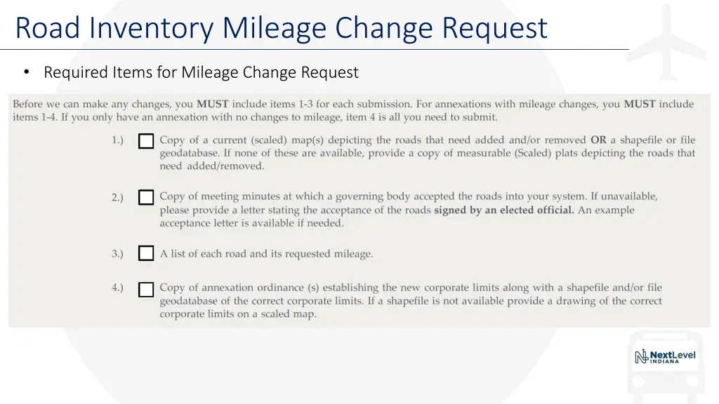 road inventory mileage change request 5