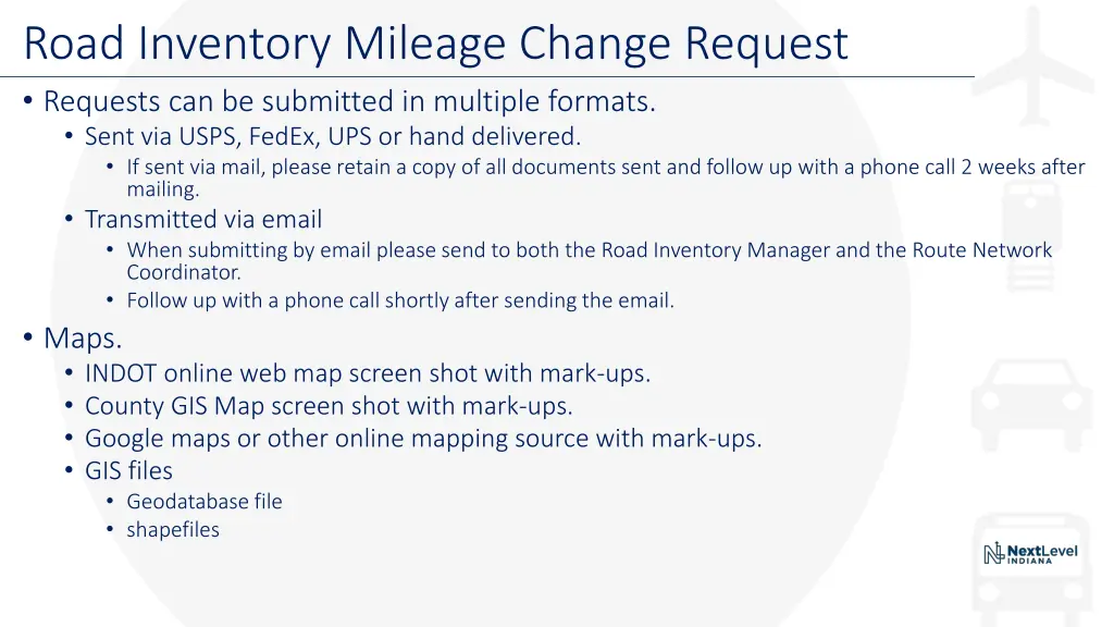 road inventory mileage change request 6