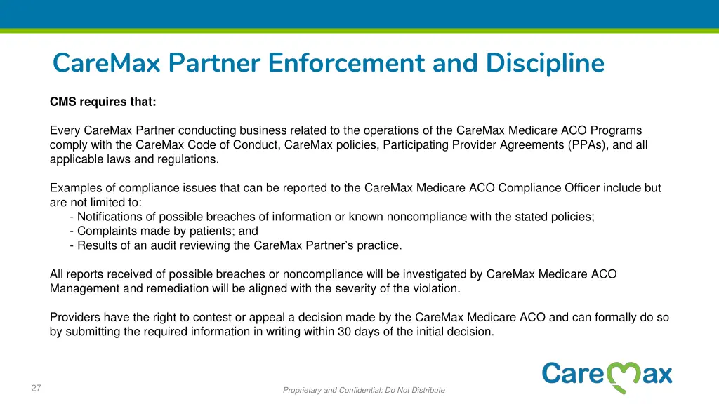 caremax partner enforcement and discipline