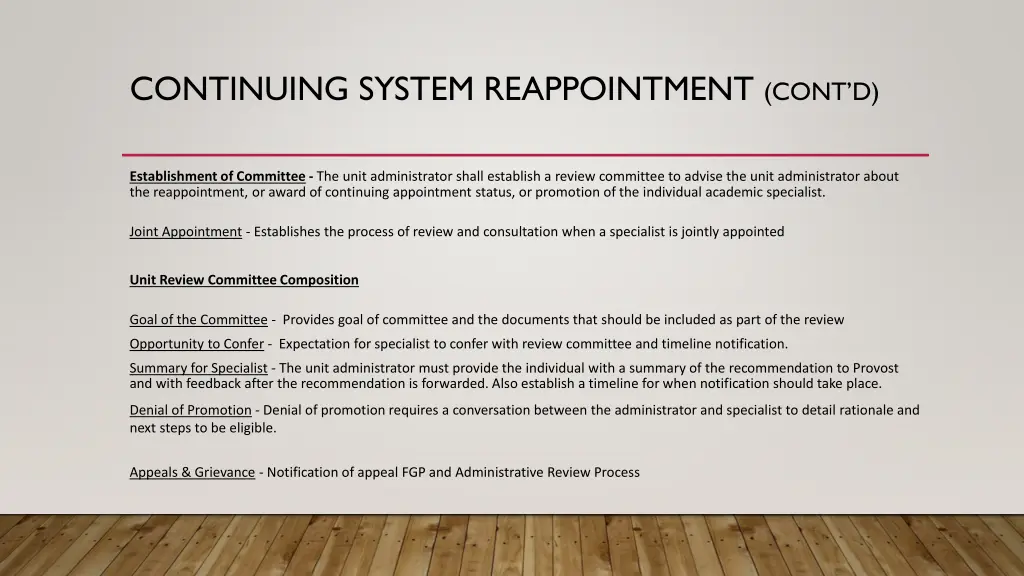 continuing system reappointment cont d