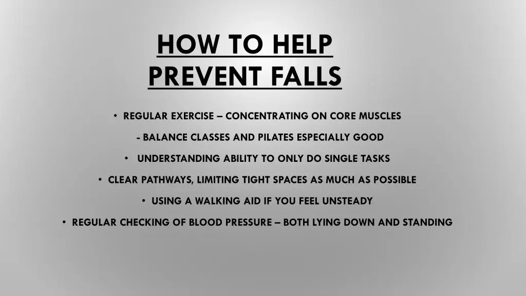 how to help prevent falls