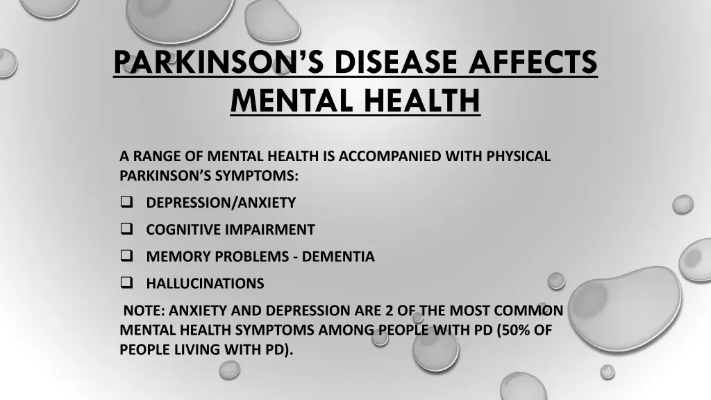 parkinson s disease affects mental health
