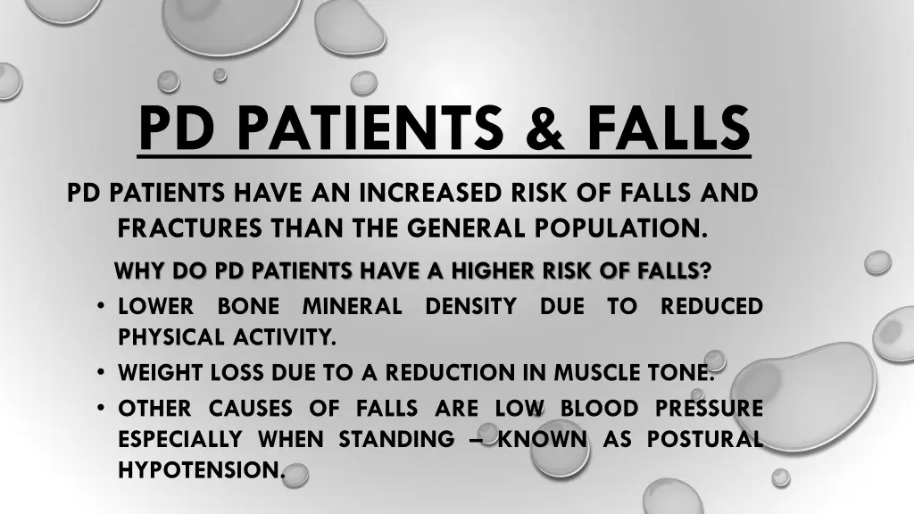 pd patients falls pd patients have an increased