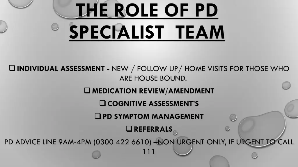 the role of pd specialist team