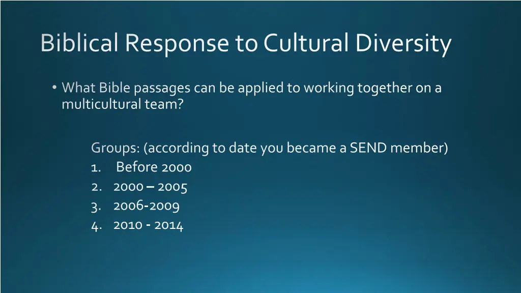 biblical response to cultural diversity