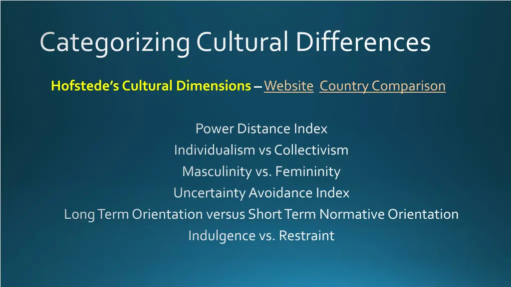 categorizing cultural differences 1