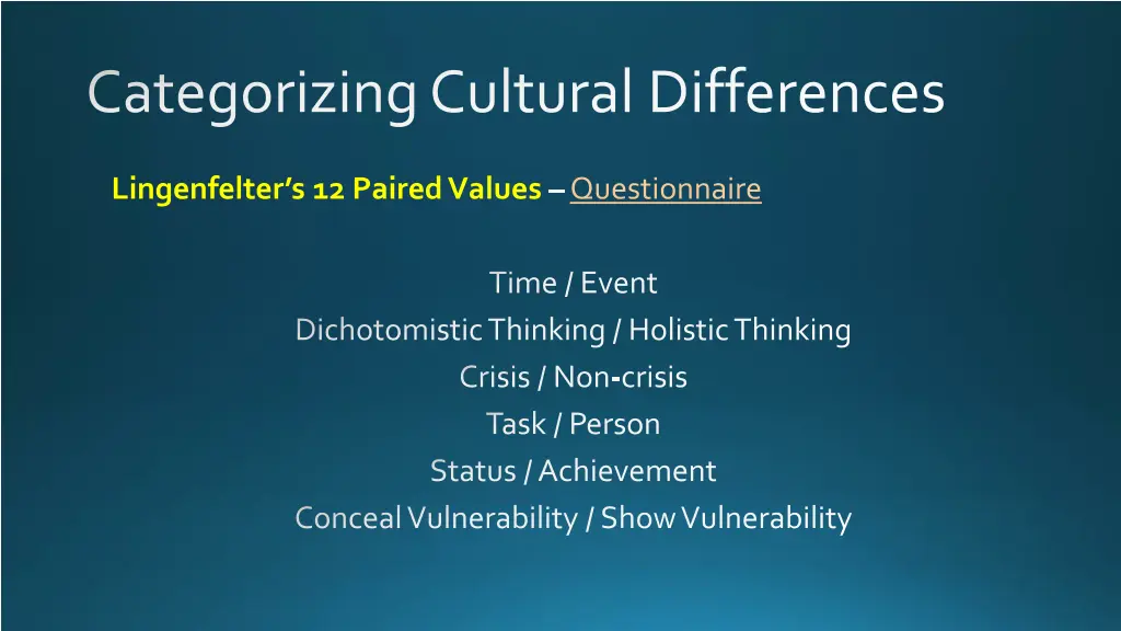 categorizing cultural differences