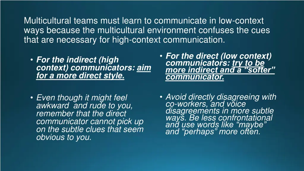 multicultural teams must learn to communicate