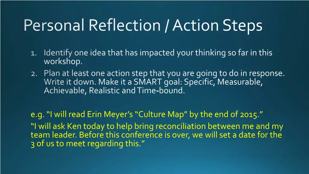 personal reflection action steps