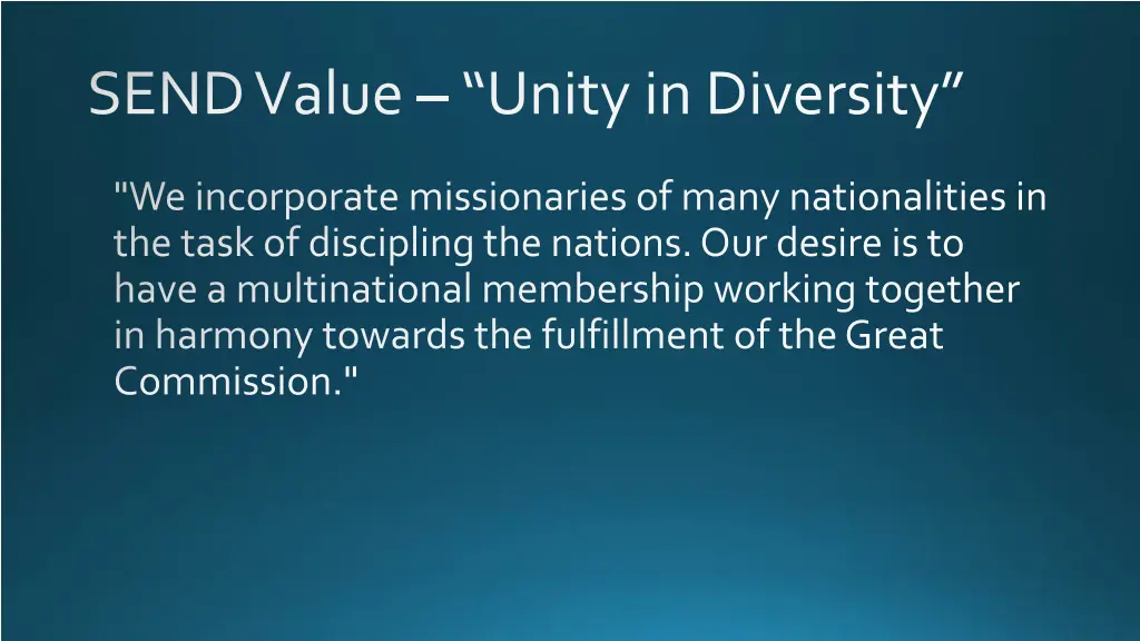 send value unity in diversity