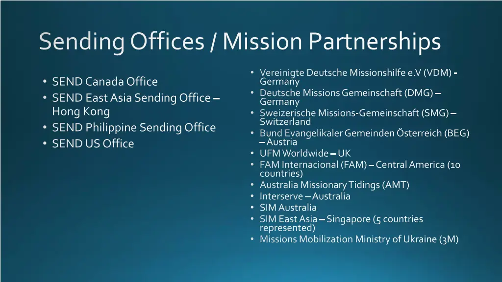 sending offices mission partnerships
