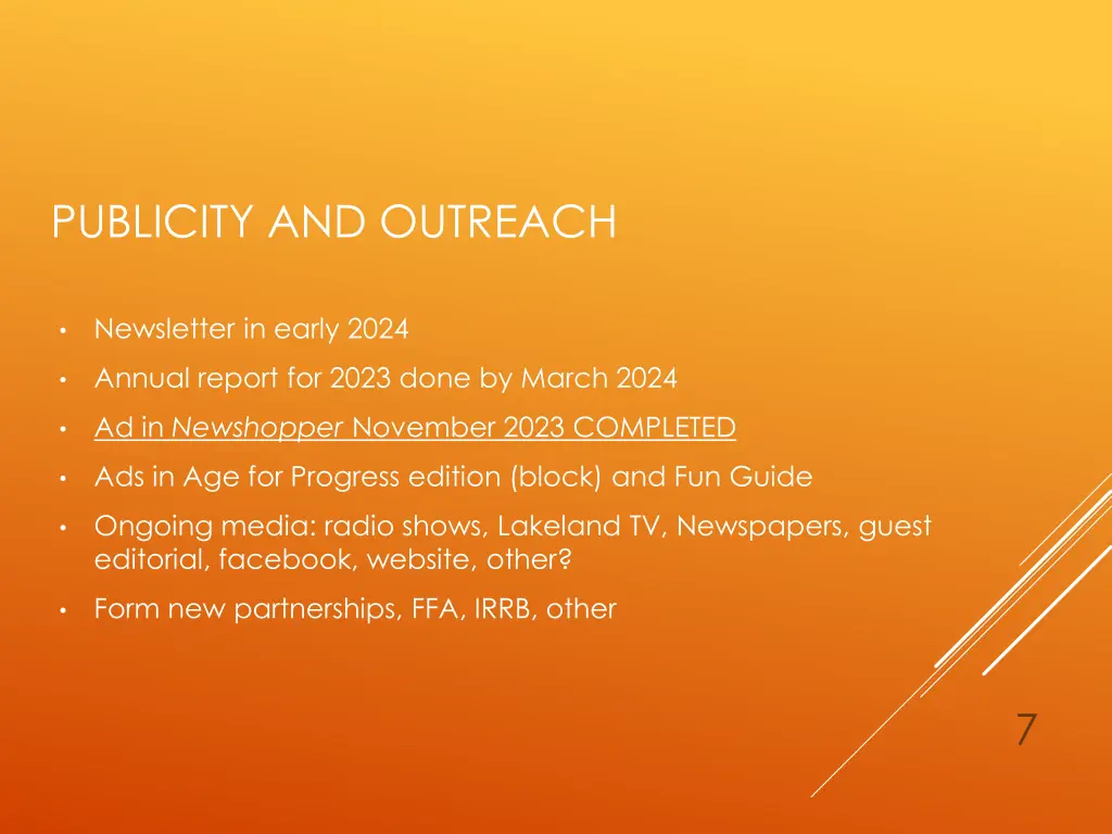 publicity and outreach