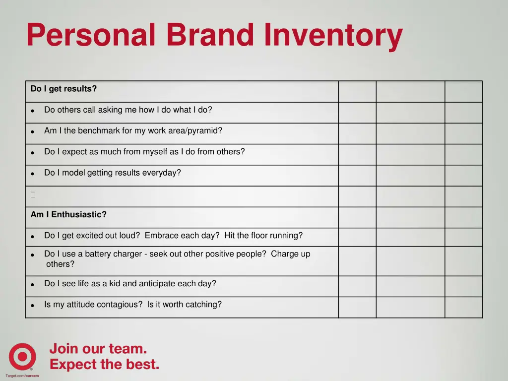 personal brand inventory 1