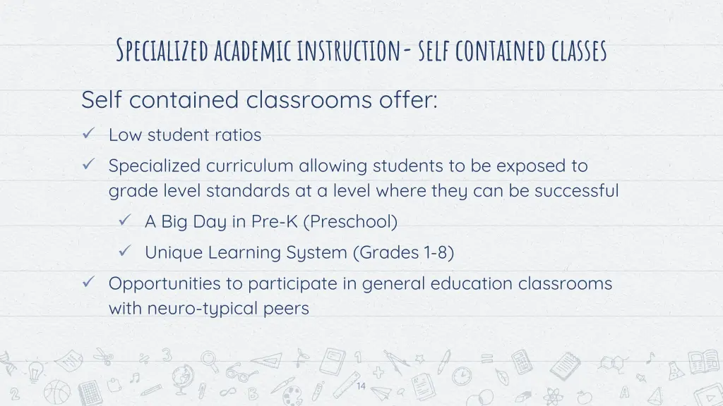 specialized academic instruction self contained 1