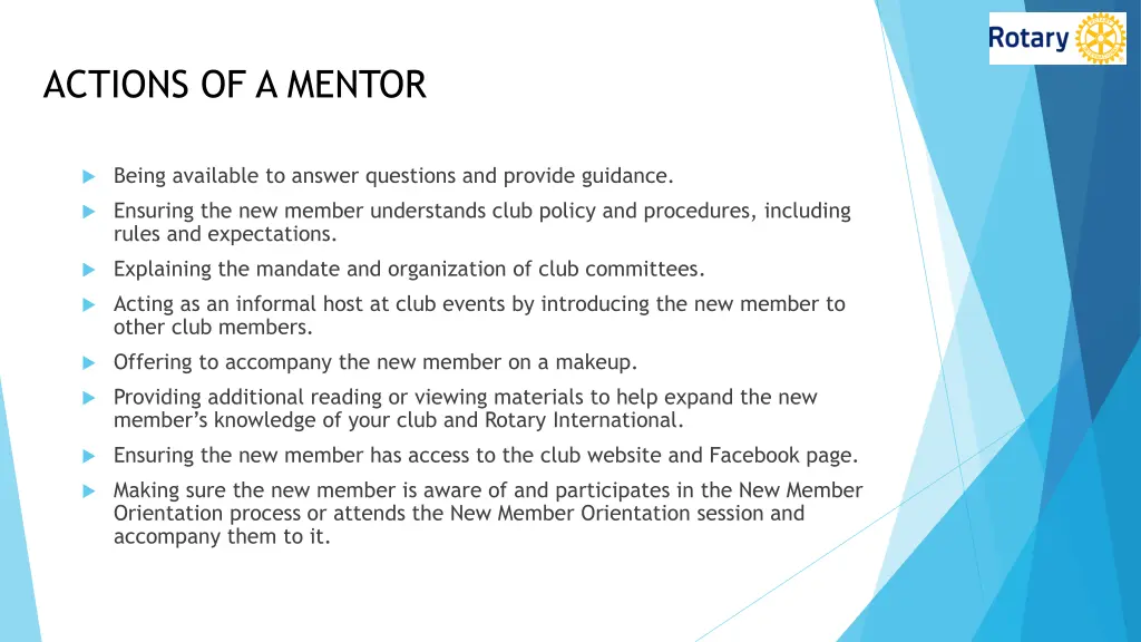 actions of a mentor