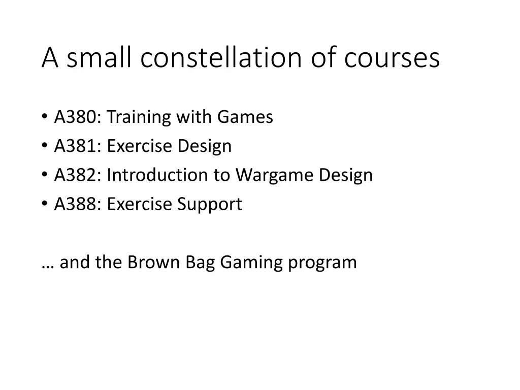 a small constellation of courses