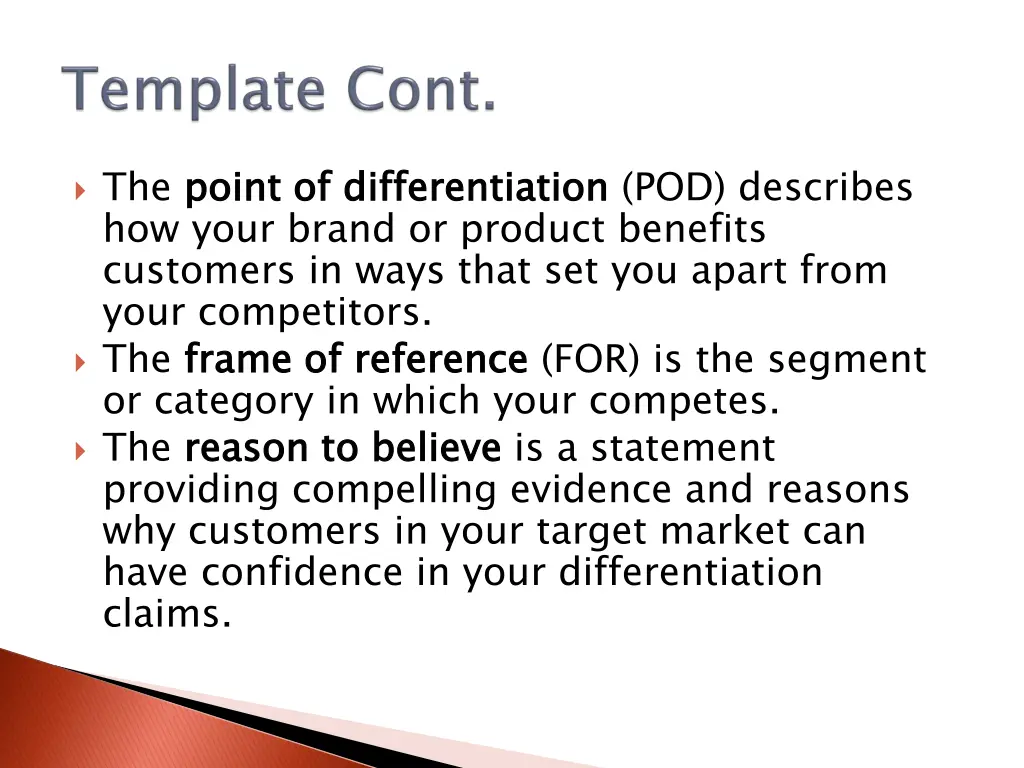 the point of differentiation how your brand