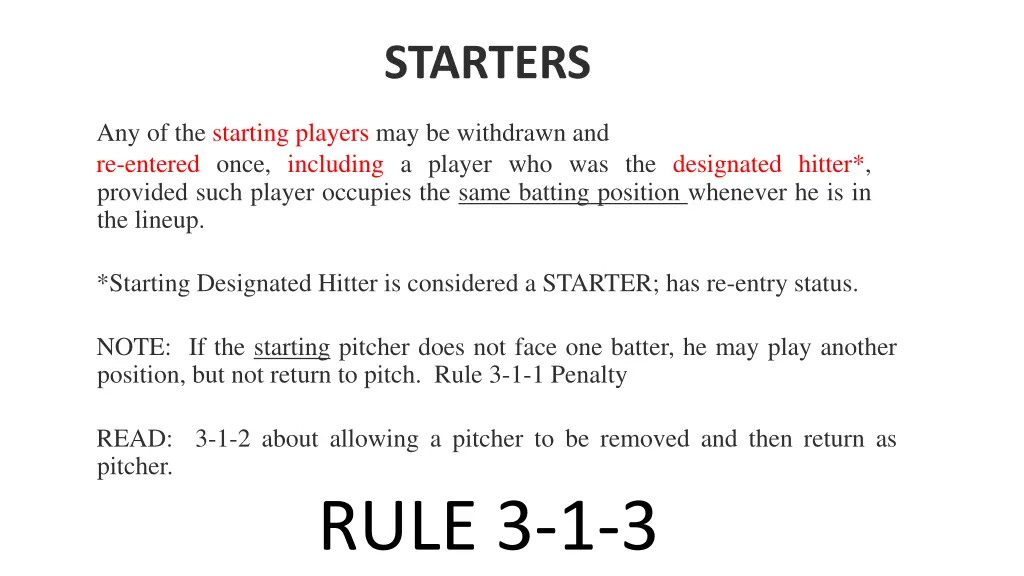 starters