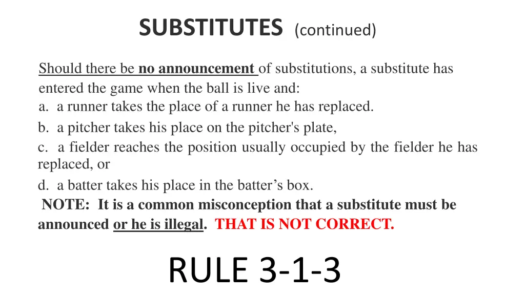 substitutes continued