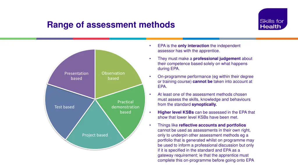range of assessment methods