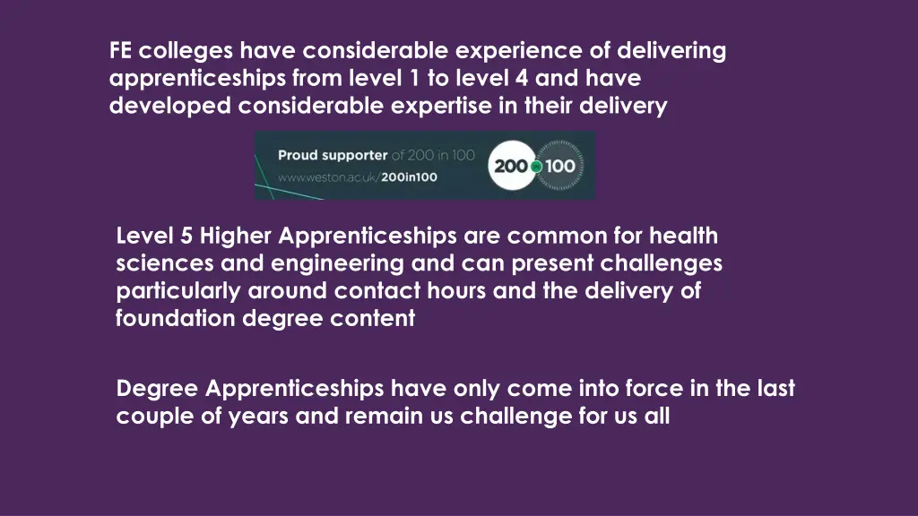 fe colleges have considerable experience