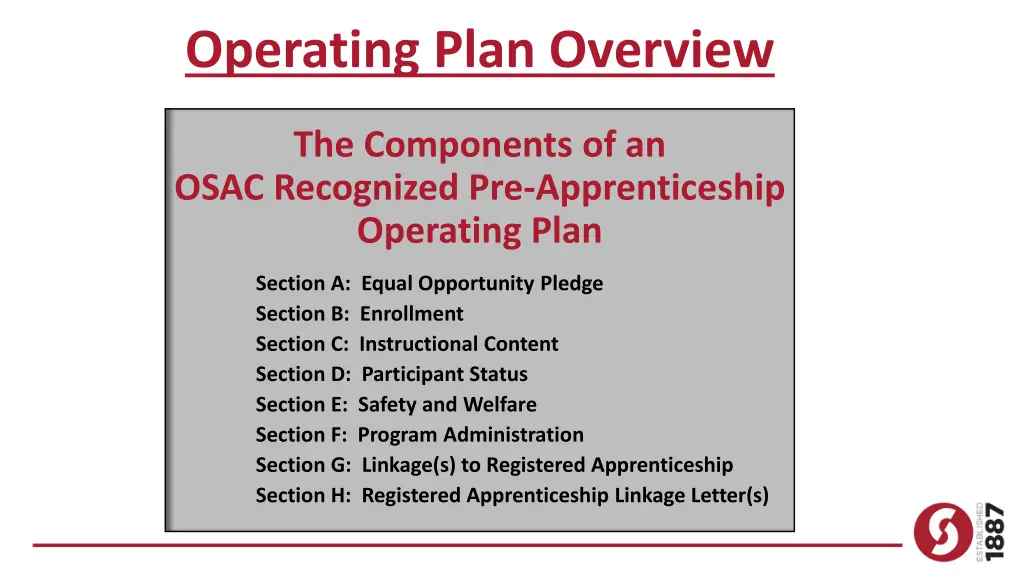 operating plan overview