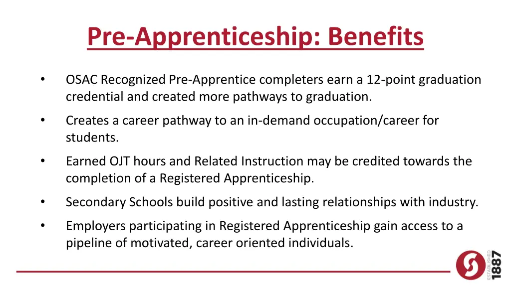 pre apprenticeship benefits
