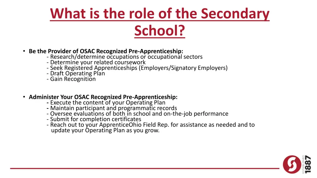 what is the role of the secondary school