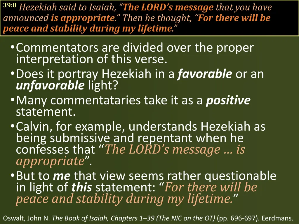 39 8 hezekiah said to isaiah the lord s message