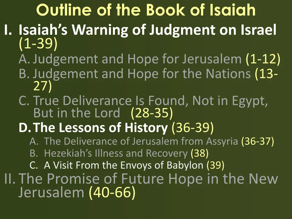 outline of the book of isaiah i isaiah s warning 1