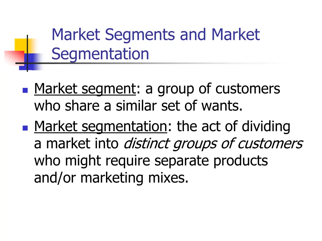 market segments and market segmentation