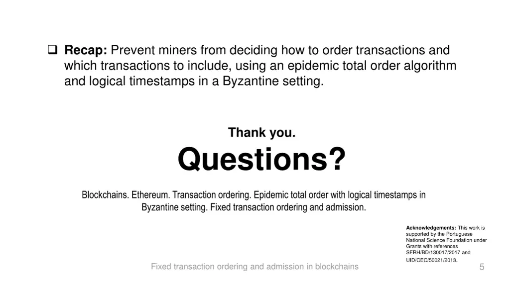 recap prevent miners from deciding how to order